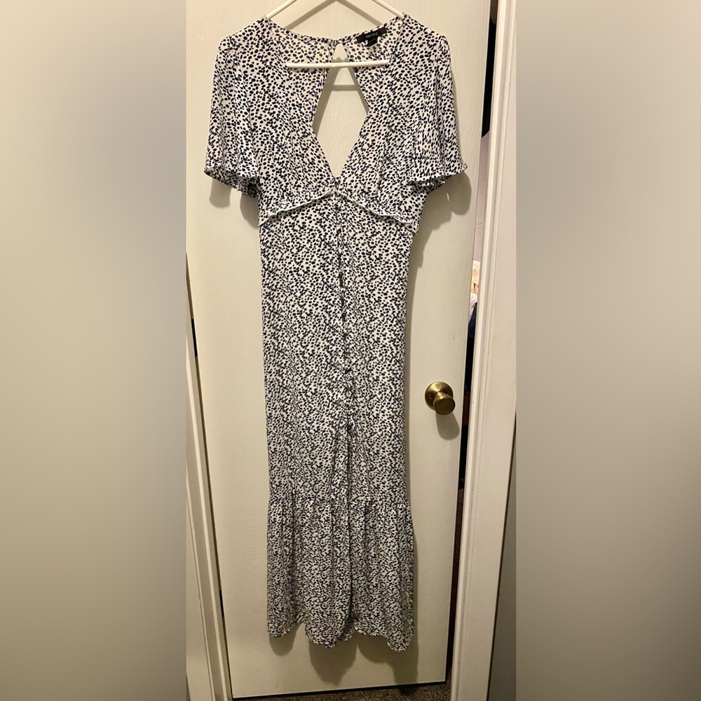 Forever 21 White and Black Polka Dot Midi Dress